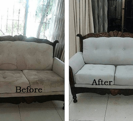 Fabric Couch Cleaning Before and After Result